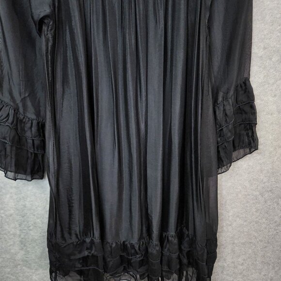 Meo Meli Peasant Top Silk Blend Womens Small Black Italy Flowy - Picture 3 of 10